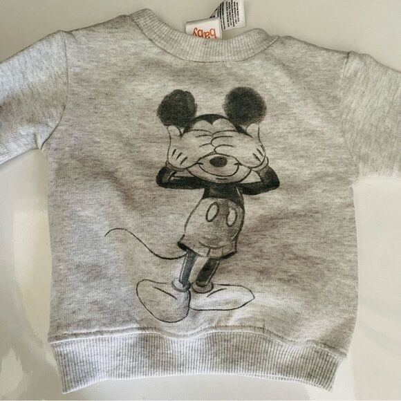 NWT Disney Mickey Mouse Newborn Sweater pullover Grey - Picture 3 of 5